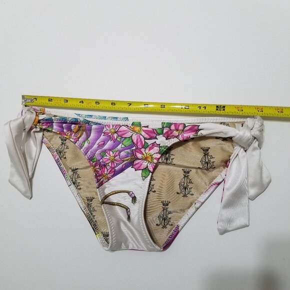 Christian Audigier Floral Print Swim Bikini Bottom Size M - Picture 2 of 8